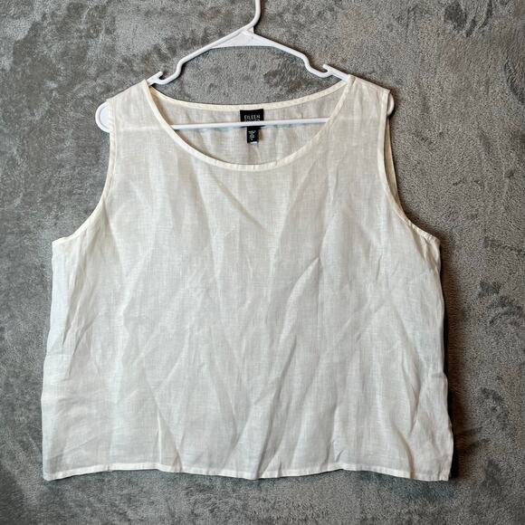 Eileen Fisher 100% Irish Linen Tank Top White Size Large Lagenlook Minimalist - Picture 1 of 7